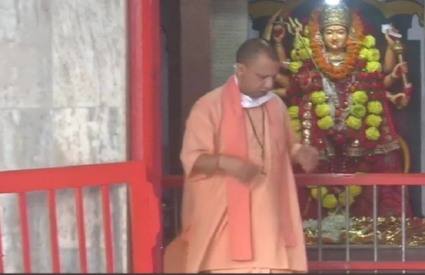  Chief Minister Yogi Adityanath offers prayers at Gorakhnath Temple