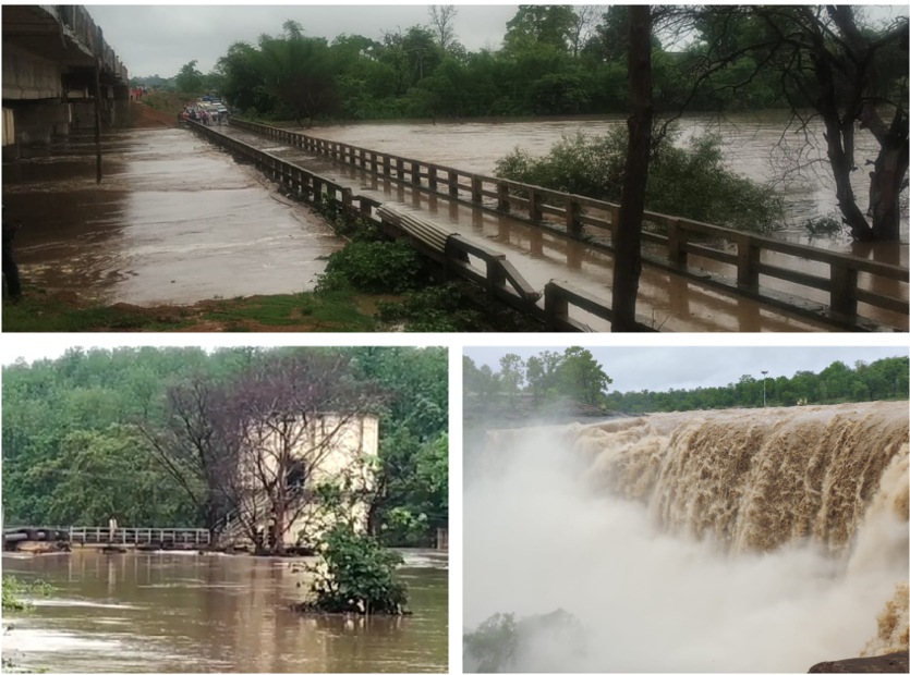 बारिश से हसदेव नदी में आई बाढ़, पुल पर पानी भरने से एनएच जाम, इंटकवेल में 10 घंटे फंसा रहा कर्मचारी