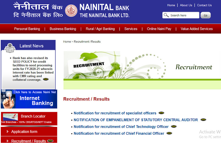  Nainital Bank Recruitment 2020