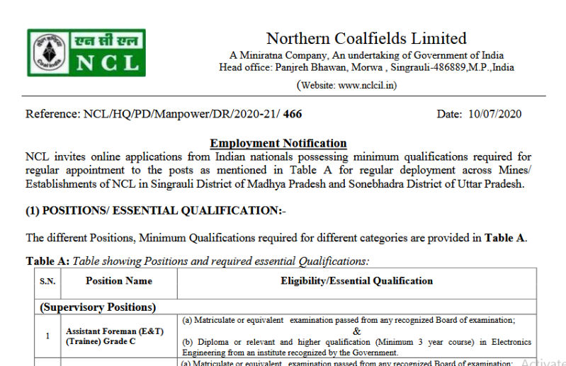 NCL Recruitment 2020