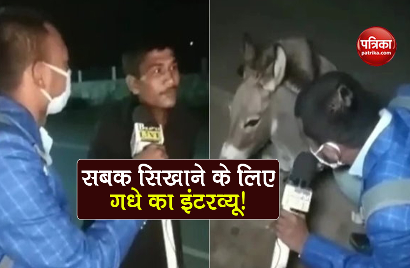 bihar journalist takes donkey interview make people wear face mask