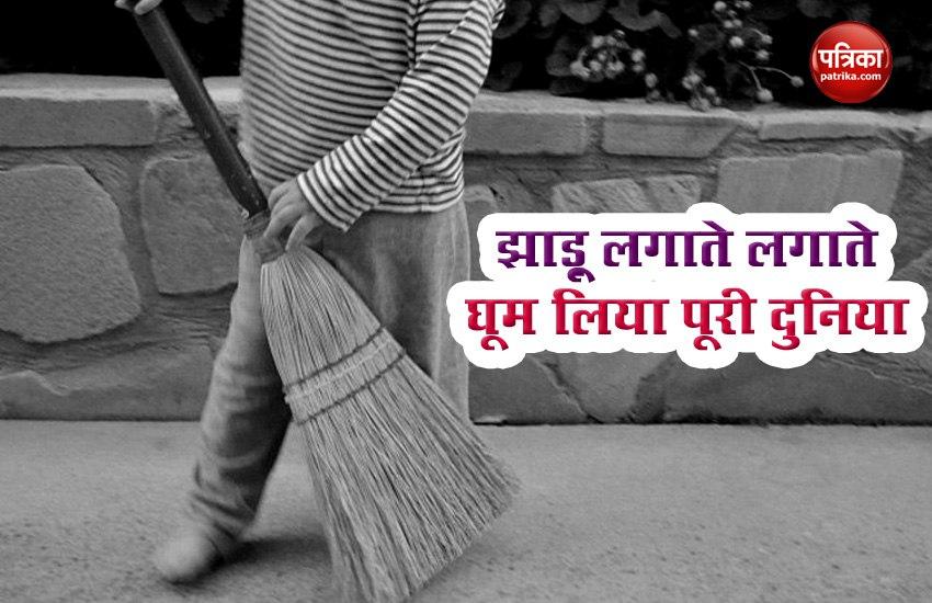 man shows jhaadu lagana is very time consuming video goes viral