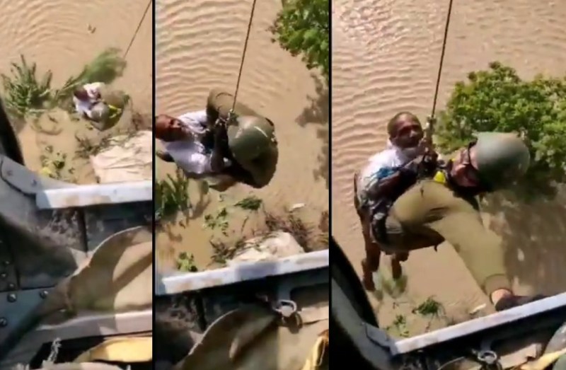 बाढ़ में फंसे लोगों का कैसे रेस्क्यू करती है भारतीय सेना, एयरफोर्स ने जारी किया राहत-बचाव का वीडियो