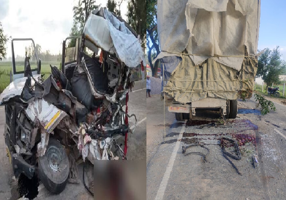 बहराइच में भीषण सड़क हादसा, बिहार से मजदूरों को अंबाला ले जा रही जीप ट्रक में घुसी, पांच की मौके पर मौत, कई गंभीर घायल