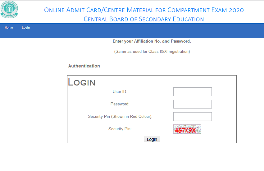 CBSE Compartment Admit Card 2020