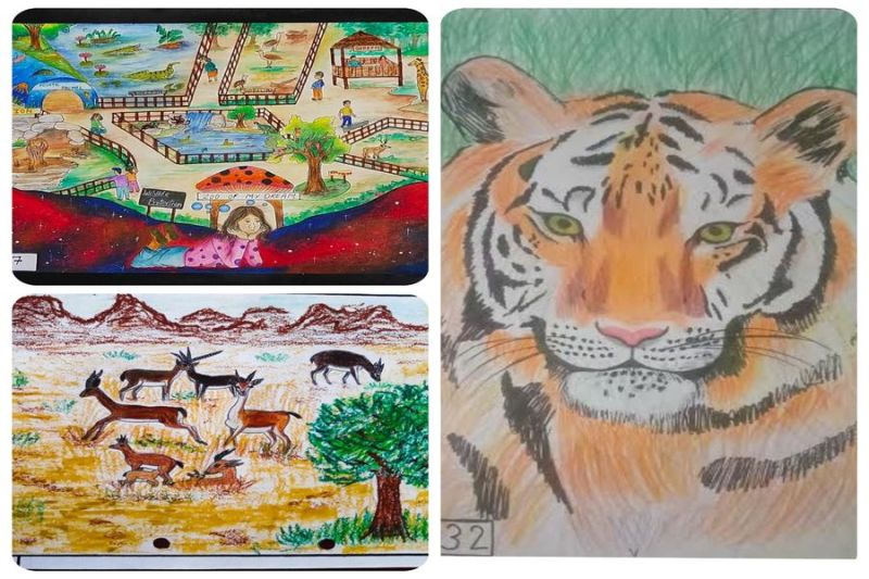 बच्चों ने कैनवास पर उकेरा अपने सपनों का चिडिय़ाघर