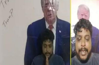 यह ट्रम्प भक्त ट्रम्प मंदिर में रोते हुए कर रहा है स्वास्थ्य की प्रार्थना
