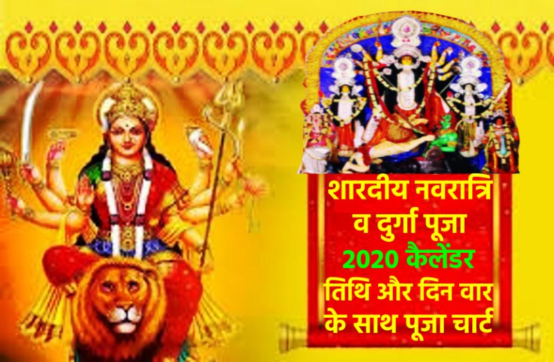 shardiya navratri 2020 calendar check date and day wise puja chart