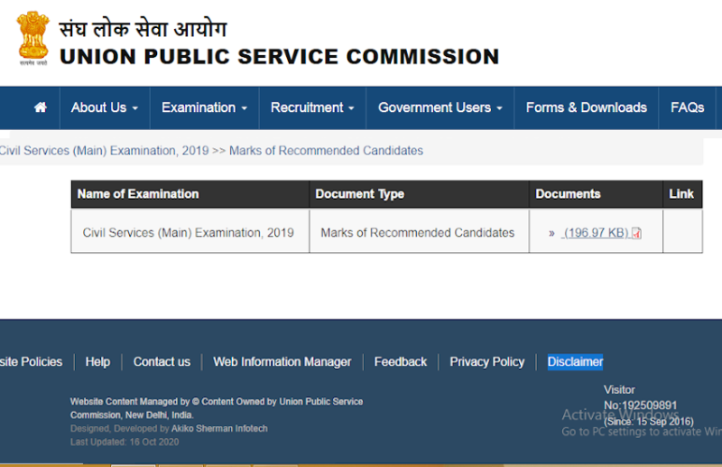 UPSC Civil Services Exam 2019 Marksheet
