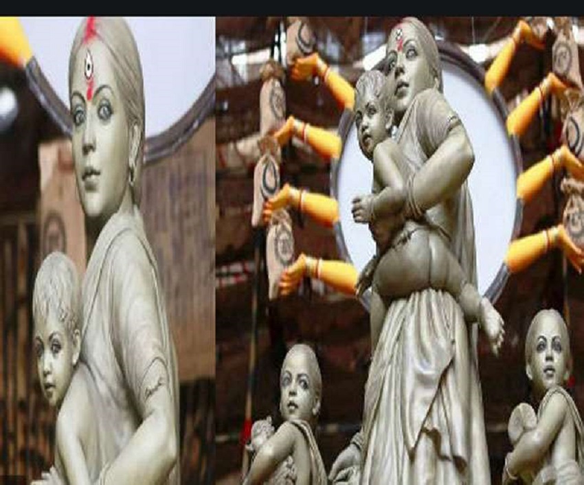 Maa Durga as migrant women workers : संरक्षित की जाएगी प्रवासी महिला श्रमिकों की दर्द बयां करती दुर्गा प्रतिमा
