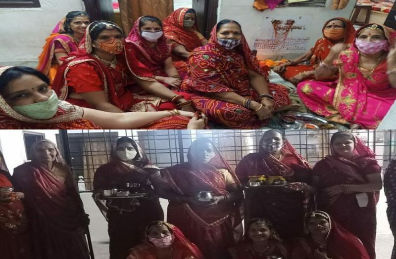 Suhagins kept fast for Karva Chauth in bhilwara