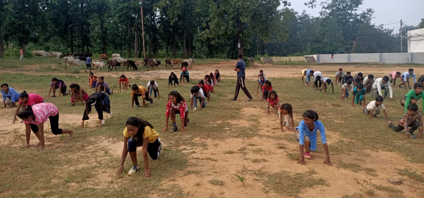 Villagers are being given yoga and exercise