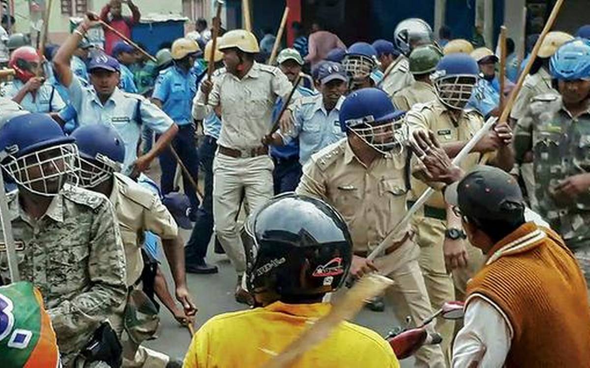 BJP worker Clashes with police