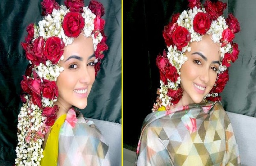 Sana Khan Is Seen Adorned With Roses And Mogre Flowers