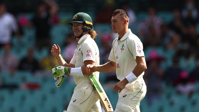 Pukowski, labuschagne reach half-century on first day Sydney Test