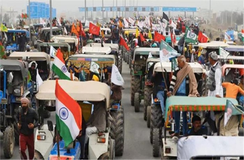 RLP Tractor Pared in support of Kisan Andolan in Rajasthan