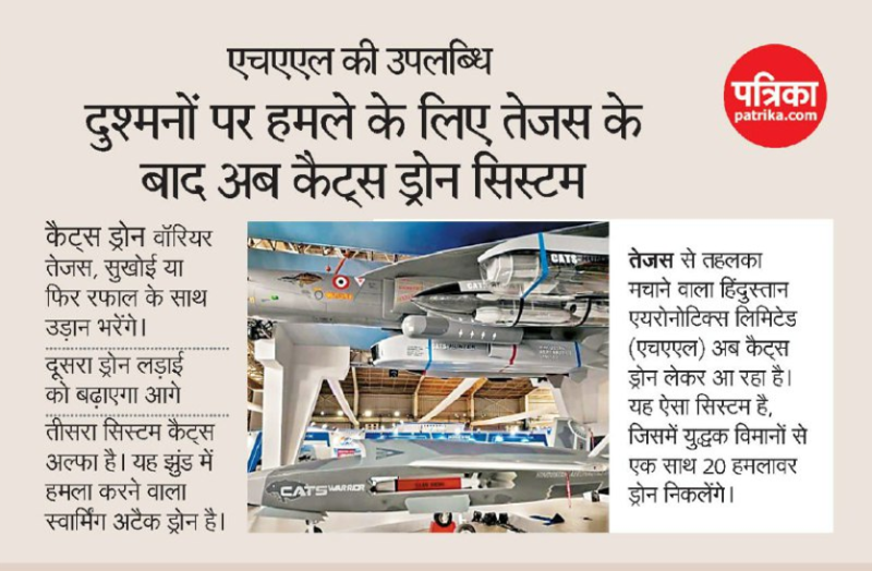 दुश्मनों पर हमले के लिए तेजस के बाद अब कैट्स ड्रोन सिस्टम