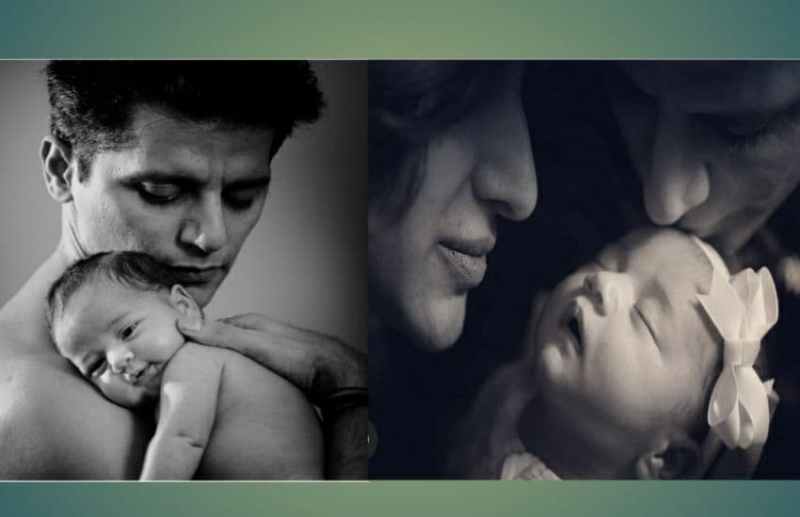 Karanvir Bohra and Teejay Sidhu with Daughter