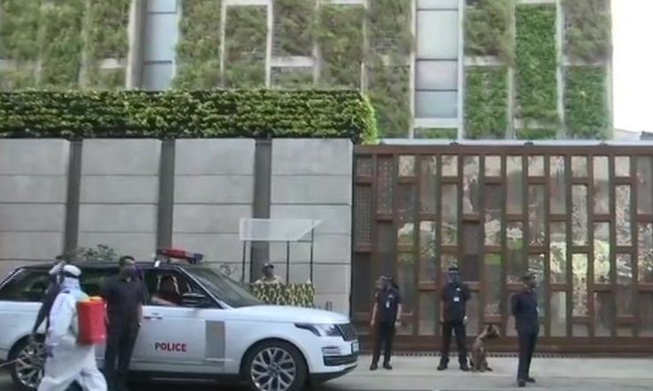Tight Security out side of Mukesh Ambani House