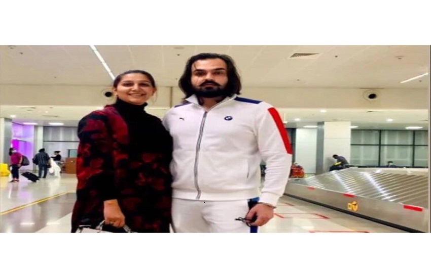 Sapna Choudhary Spotted At Goa Airport With Husband Veer Sahu