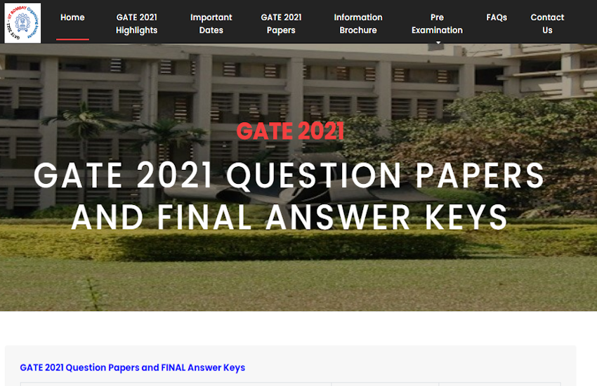 GATE 2021 final answer keys