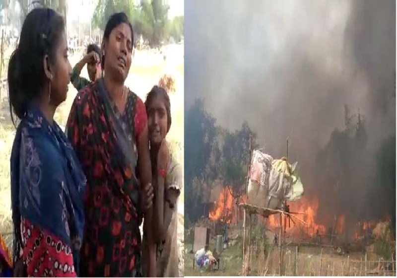 रोता बिलखता परिवार व जलता गांव 