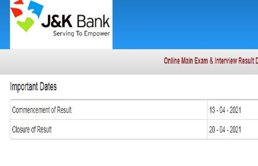 JK Bank PO Result 2021