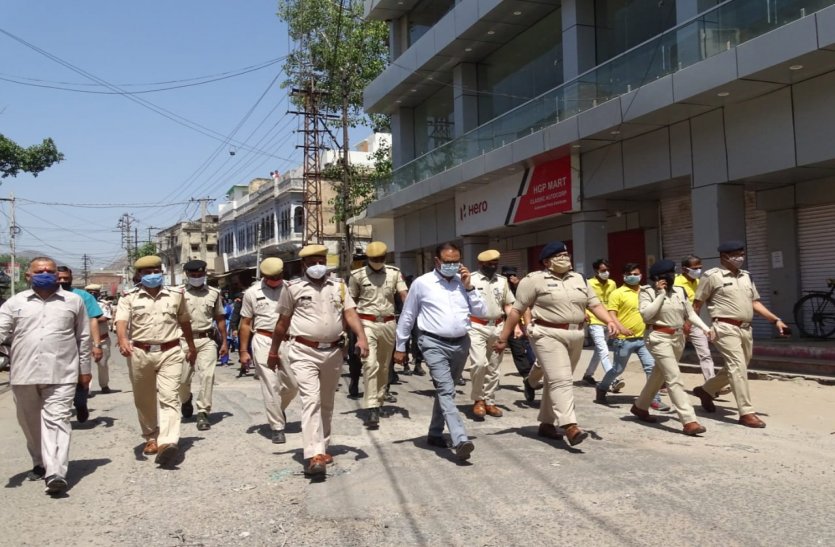Alwar Collector And SP Flag march For Corona Awareness
