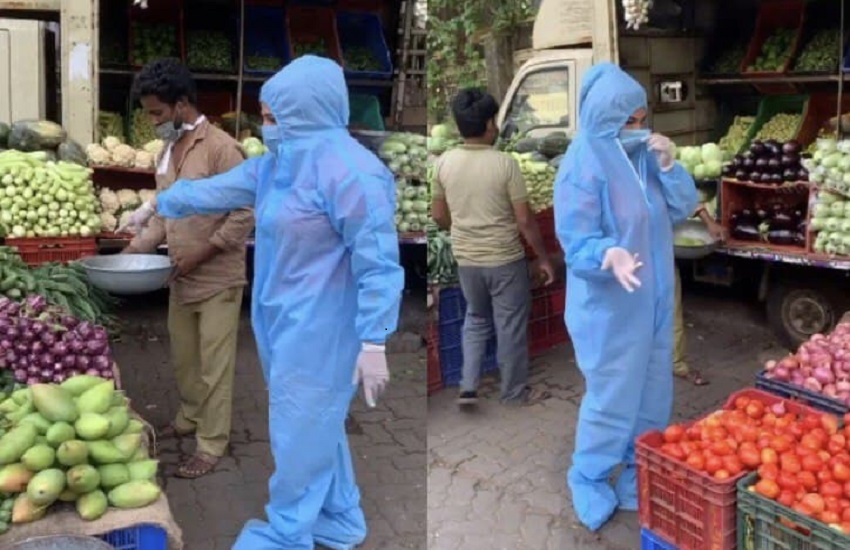 Rakhi Sawant Bought Vegetables Wearing PPE Kit Pics Goes Viral