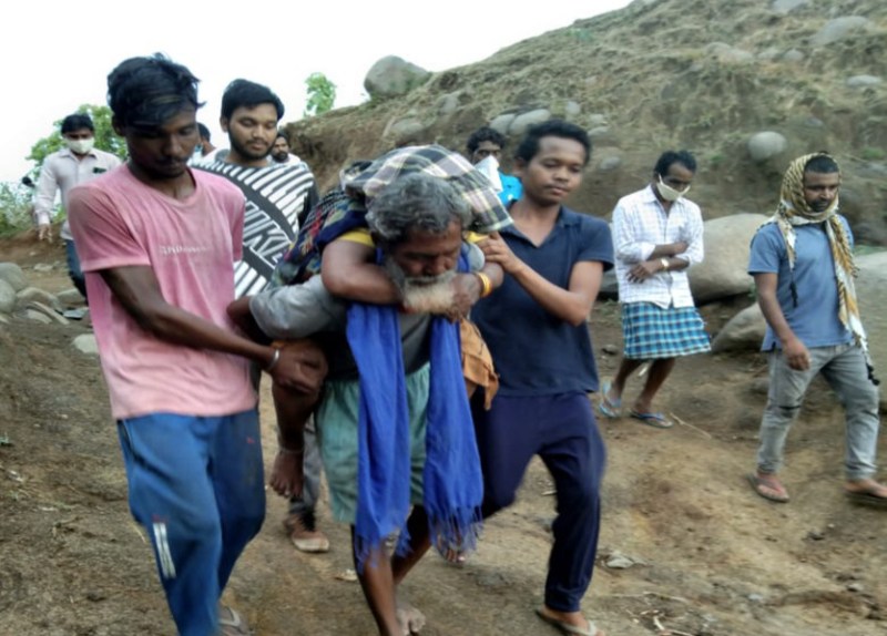 Injured carried on shoulder