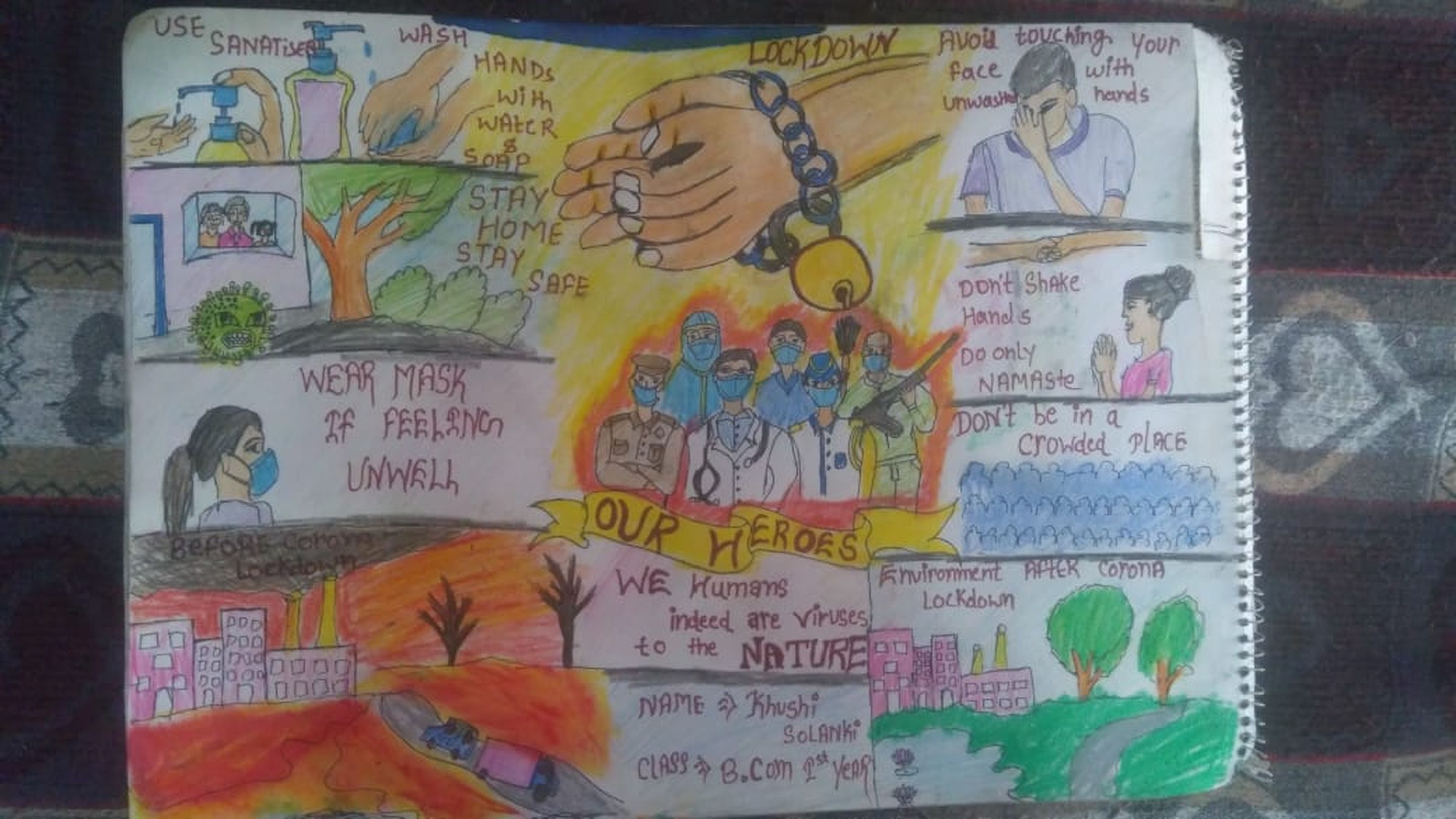 छात्र-छात्राओं ने कैनवास पर उतारा लॉकडाउन