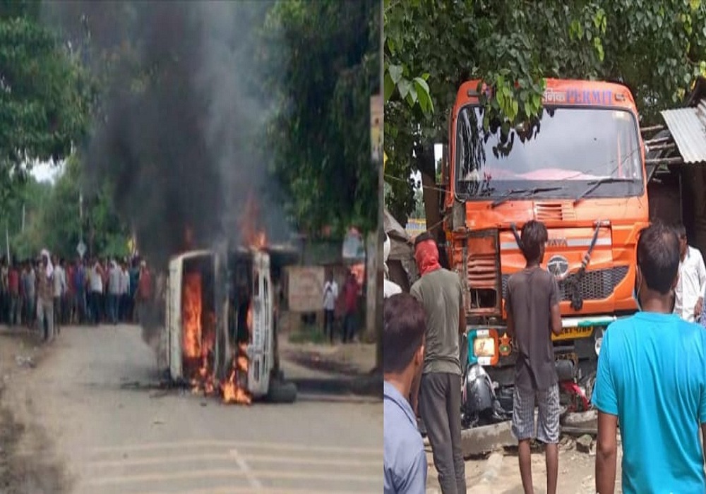 अम्बेडकनगर एआरटीओ की लापरवाही से गई जान, स्थानीय लोगों ने फूंका वाहन