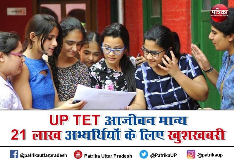 UP TET पास 21 लाख अभ्यर्थियों के लिये खुशखबरी, पूरी जिंदगी मान्य होगा प्रमाणपत्र