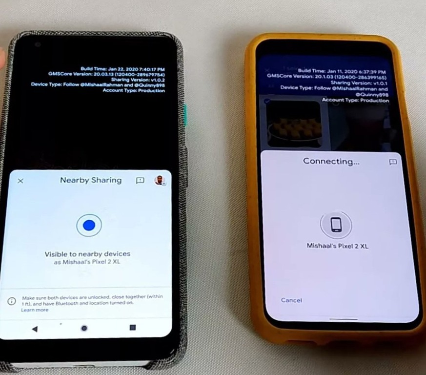 How to share files by nearby share between two android phones