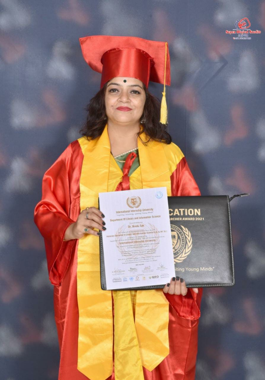 IIU---बिन्दु को आईआईयू की मानद् उपाधि