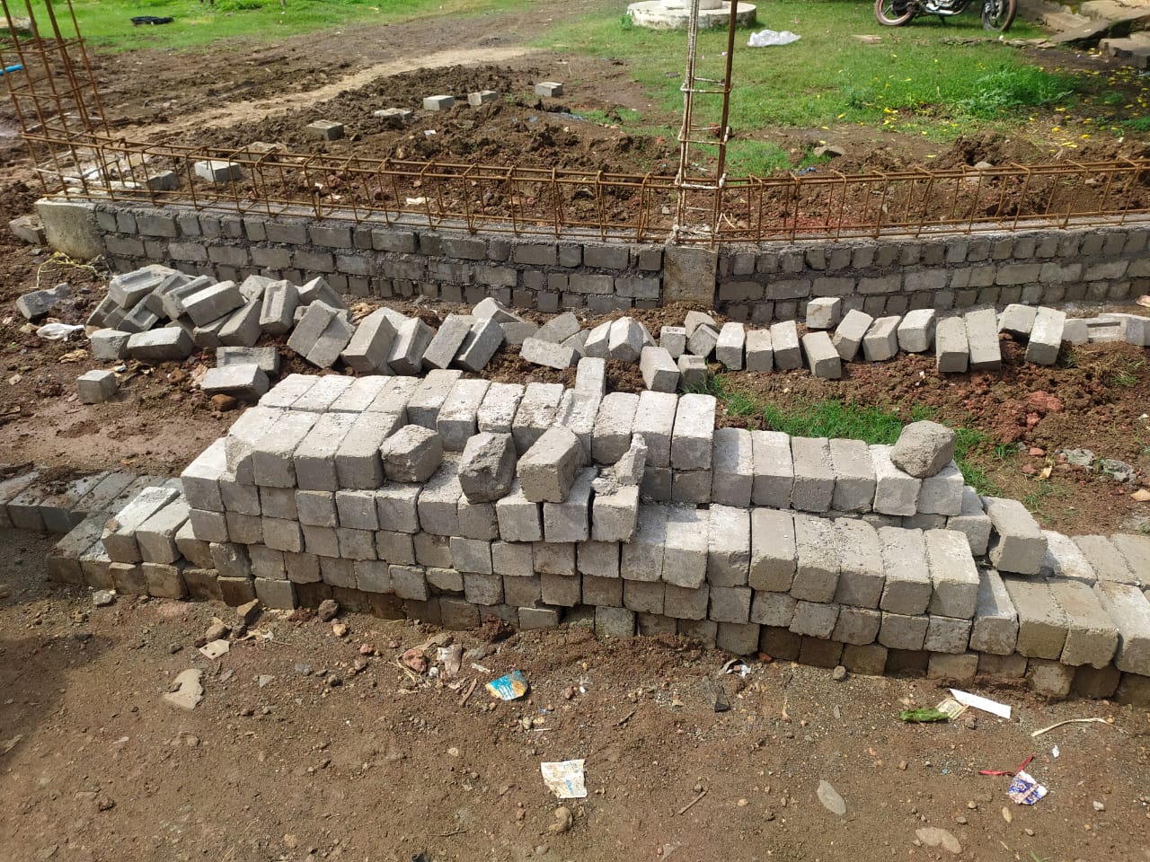 poor quality boundary wall construction