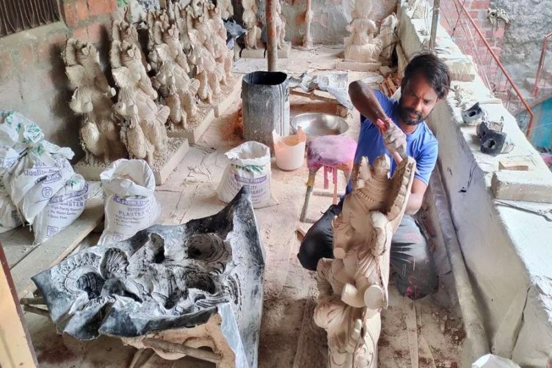 जोधपुर में नाममात्र कलाकार ही मूर्तियों के निर्माण में जुटे