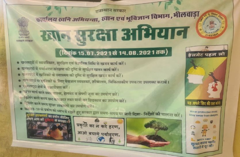 दफ्तर के आगे लगाया फ्लेक्स व लिखे स्लोगन और हो गया खान सुरक्षा अभियान पूरा