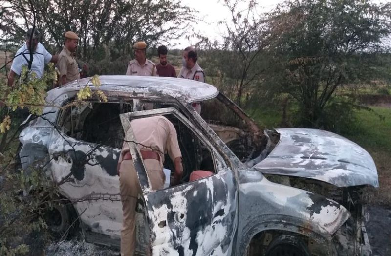 कोटा में लूट और हत्या : चार दिन से लापता मोबाइल व्यवसायी निखिल की जली लाश व कार दाढ़ देवी के जंगल में मिली