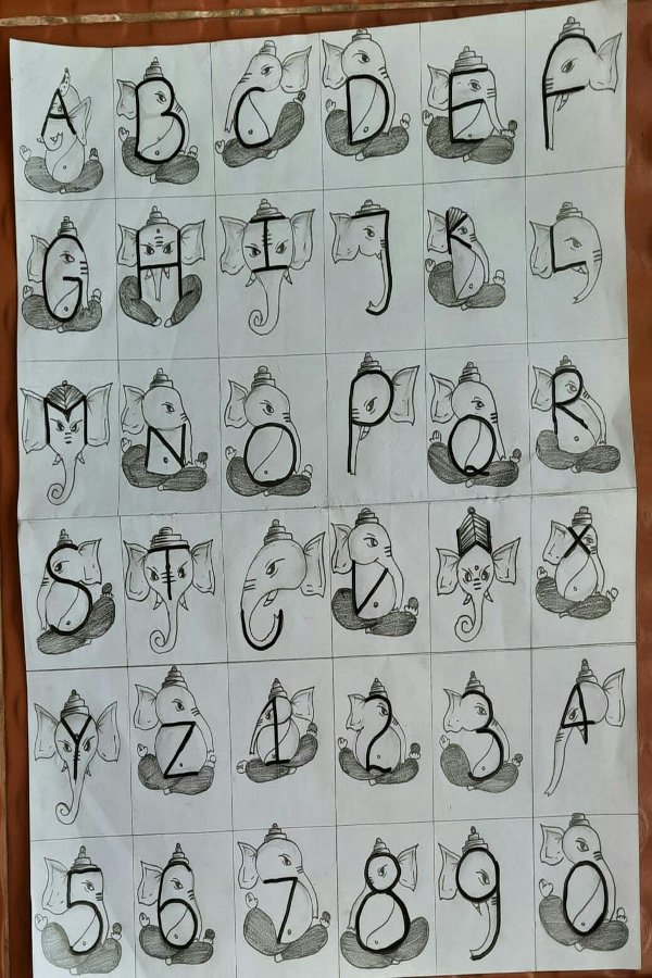 Lord Ganesha made in 26 letters