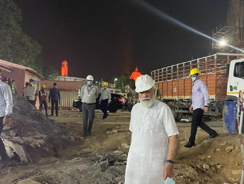 pm modi visit new parliament construction site, congress attacks