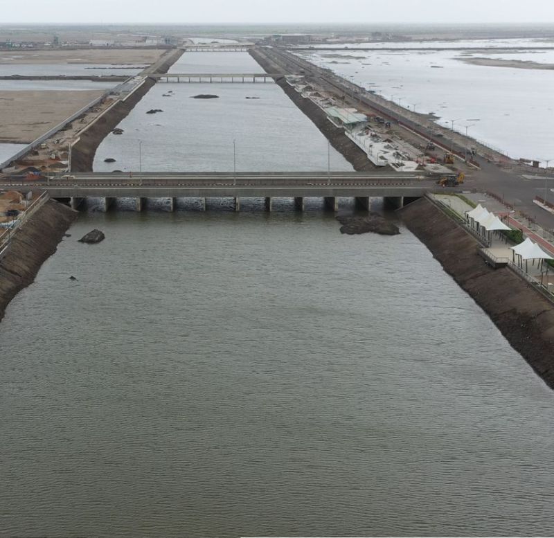 DHOLERA SIR SMARTCITY: छह किमी लम्बी कृत्रिम नदी में छलकने लगा नीर