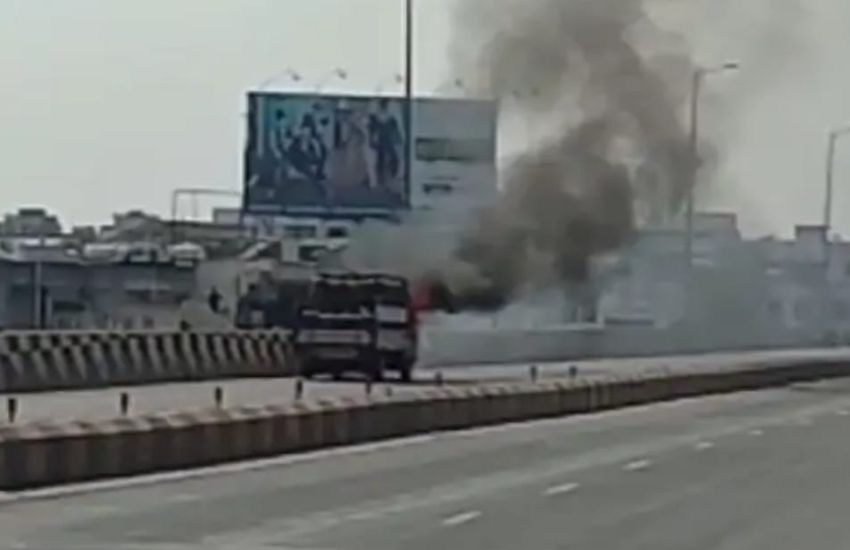 Surat/ गैस सिलेंडर भरे टैम्पो में लगी आग, बड़ा हादसा टला