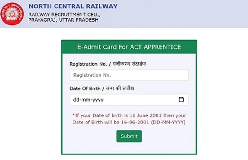 RRC NCR Apprentice admit card 2021 