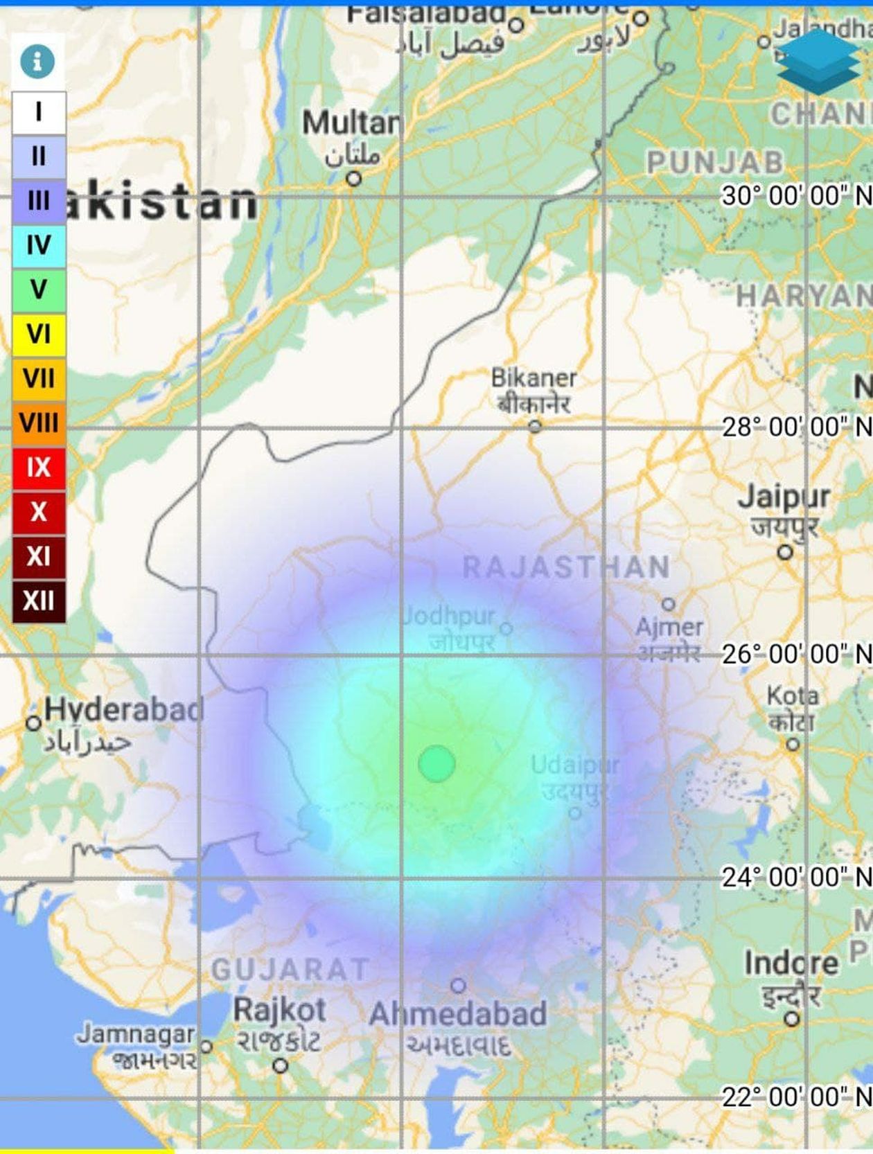 जोधपुर में रात को भूकम्प के झटके
