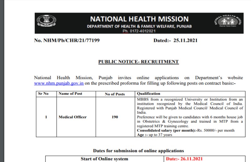 Punjab nhm cho recruitment
