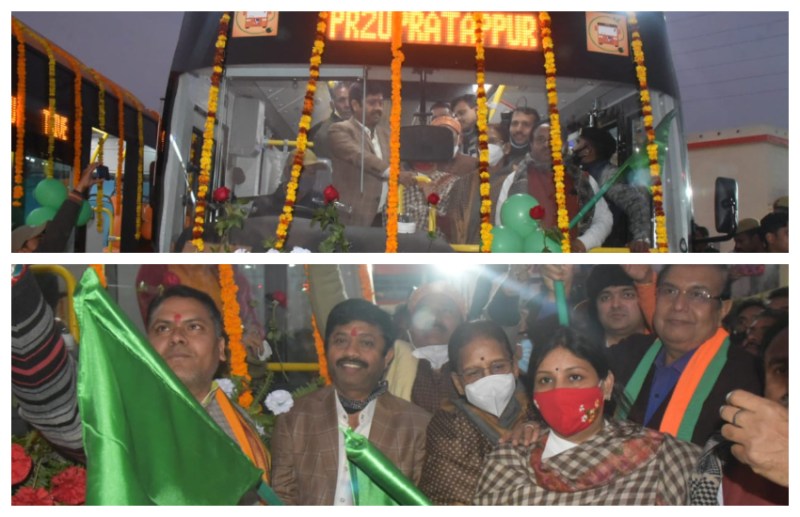 प्रयागराज की सड़कों पर दौड़ेंगी इलेक्ट्रिक बस, कैबिनेट मंत्री ने दिखाई हरि झंडी, जाने किराया