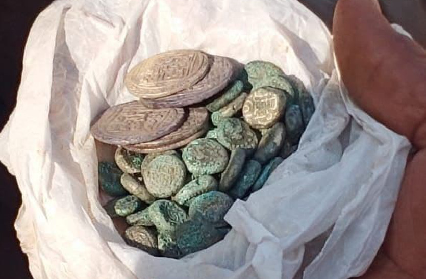 Mughal era coins found during excavation in Jamwa Ramgarh jaipur