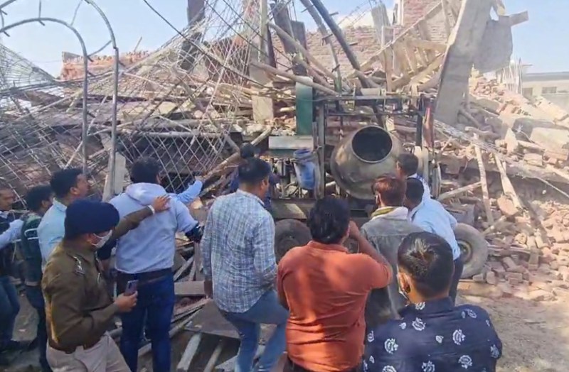Under construction building collapsed in Kekri ajmer, one dead