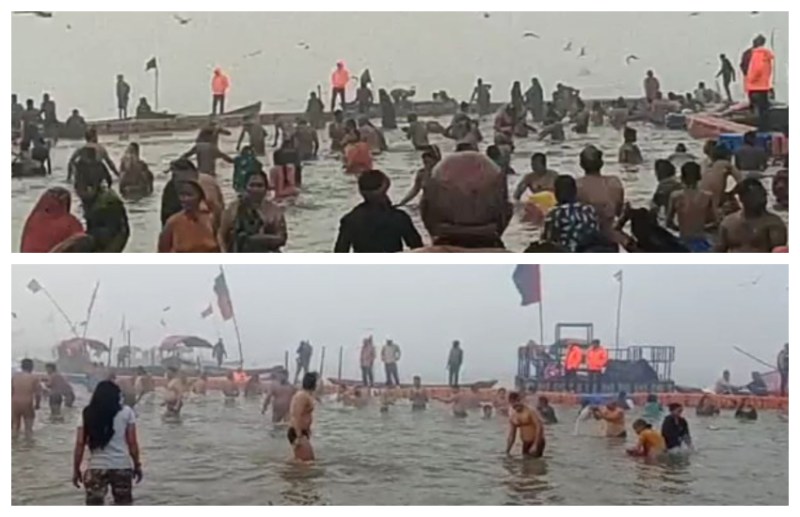 माघ मेला 2022: बसंत पंचमी स्नान पर्व पर लाखों की संख्या में उमड़ा श्रद्धालुओं का जनसैलाब, लगाई आस्था की डुबकी